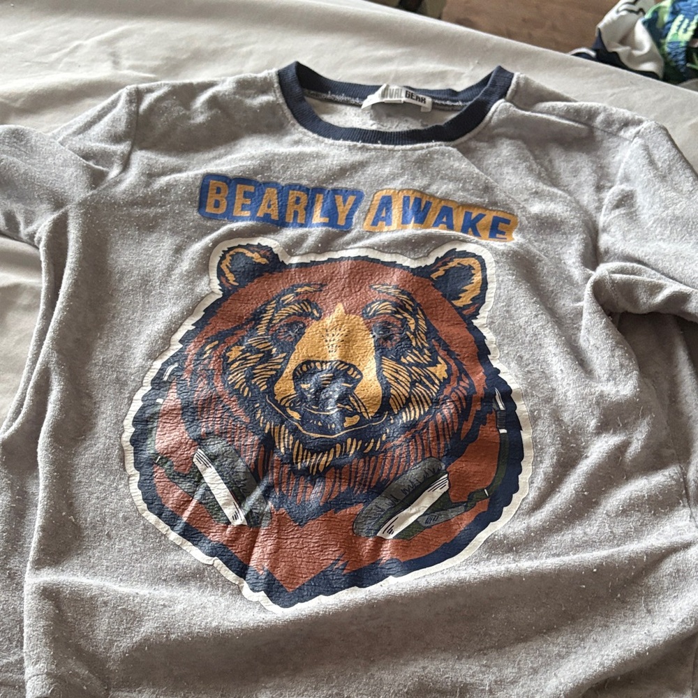 Kids Long Sleeve Gray Bear Shirt